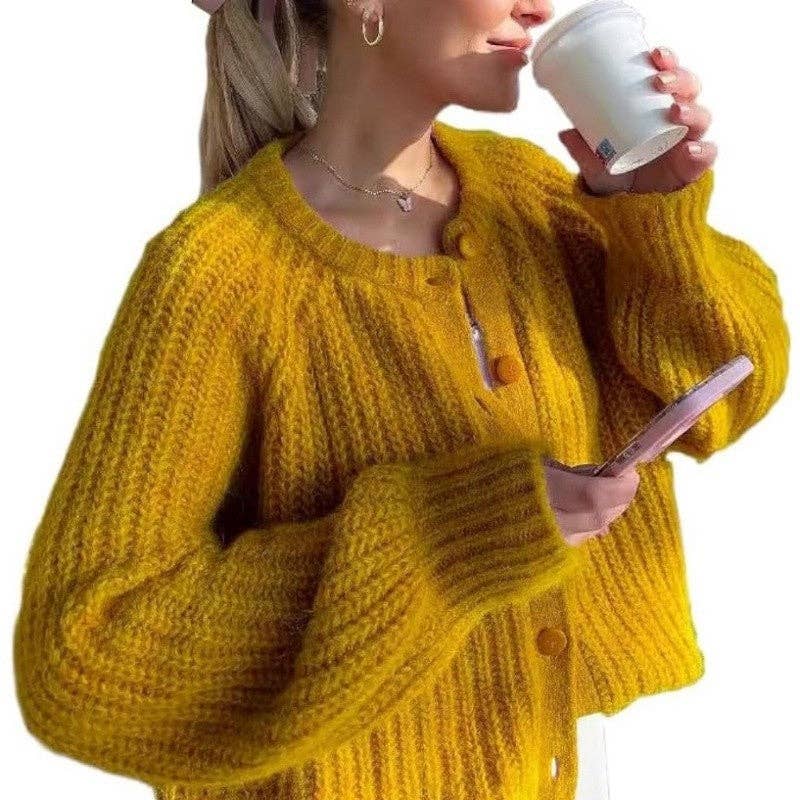 MoodGold - Wholesale Cardigan - Women's - Solid Color Women's Knit Cardigan Long Sleeve Sweater5