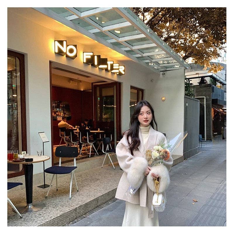 UZ Wholesale Store - Wholesale Fur/Faux Fur Coat - Women's - Double-Sided Woolen Fox Fur Cape Coat8