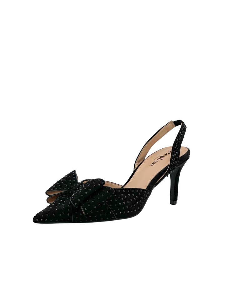 Black Elegant slingbacks with rhinestone bow P-1431 for wholesale on Faire6