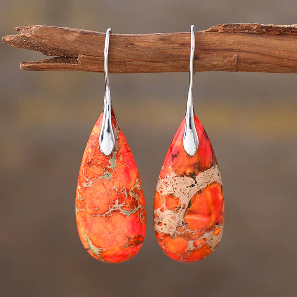 Wholesalesir - Wholesale Dangle Earrings - Bohemian Emperor Stone Droplet Pendant Earrings1
