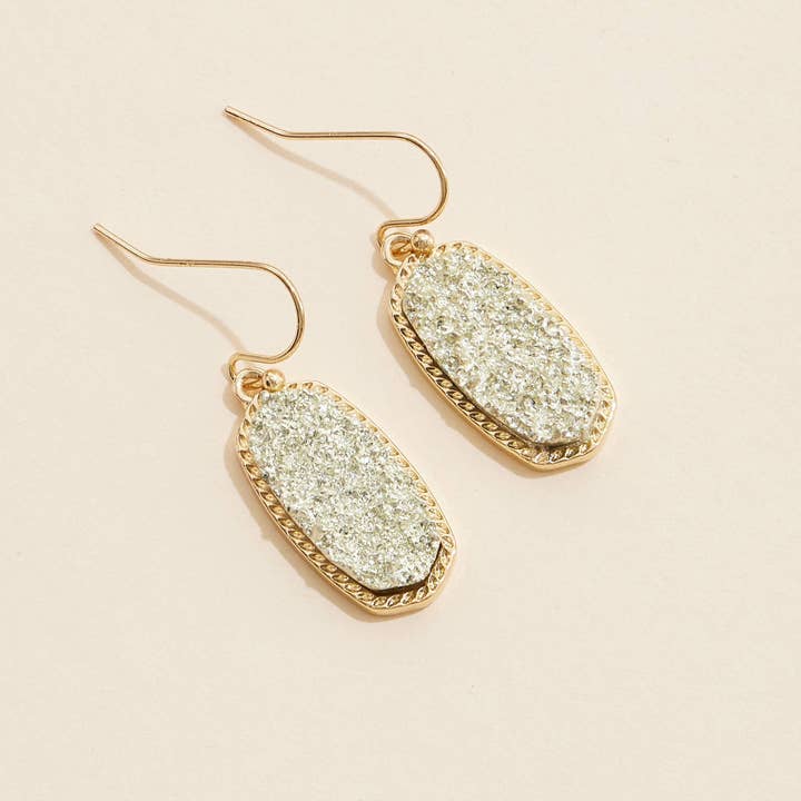 Frem - Wholesale Dangle Earrings - Oval Druzy Stone Drop Earrings3