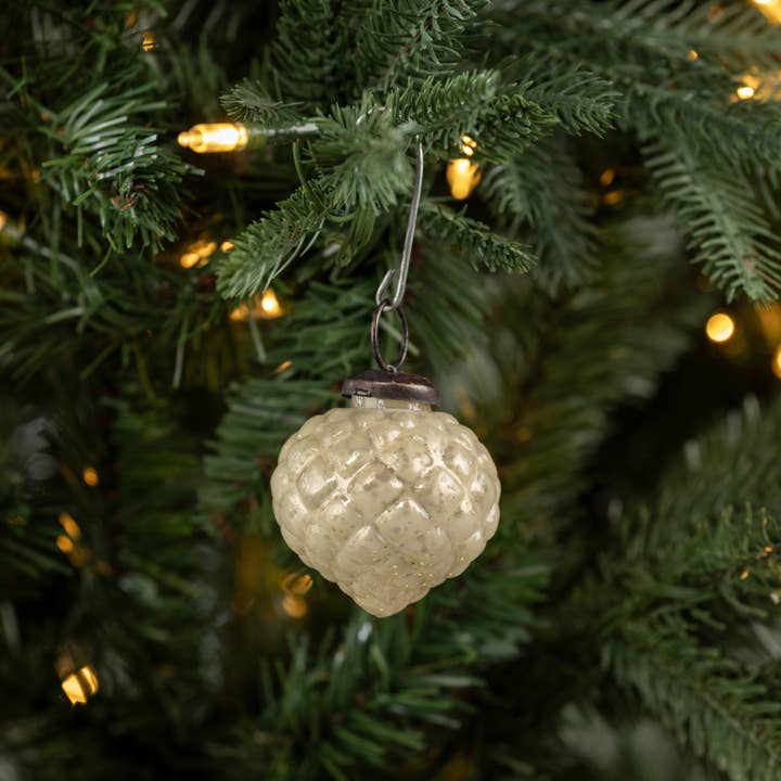 Ragon House - Wholesale Ornament - 2" WHITE QUILTED TEARDROP KUGEL ORNAMENT