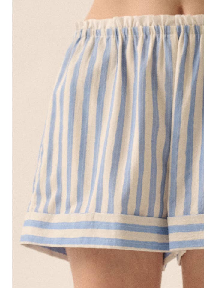 Promesa USA - Wholesale Shorts - Women's - Striped Loose-Fit Wide-Leg Paperbag Shorts