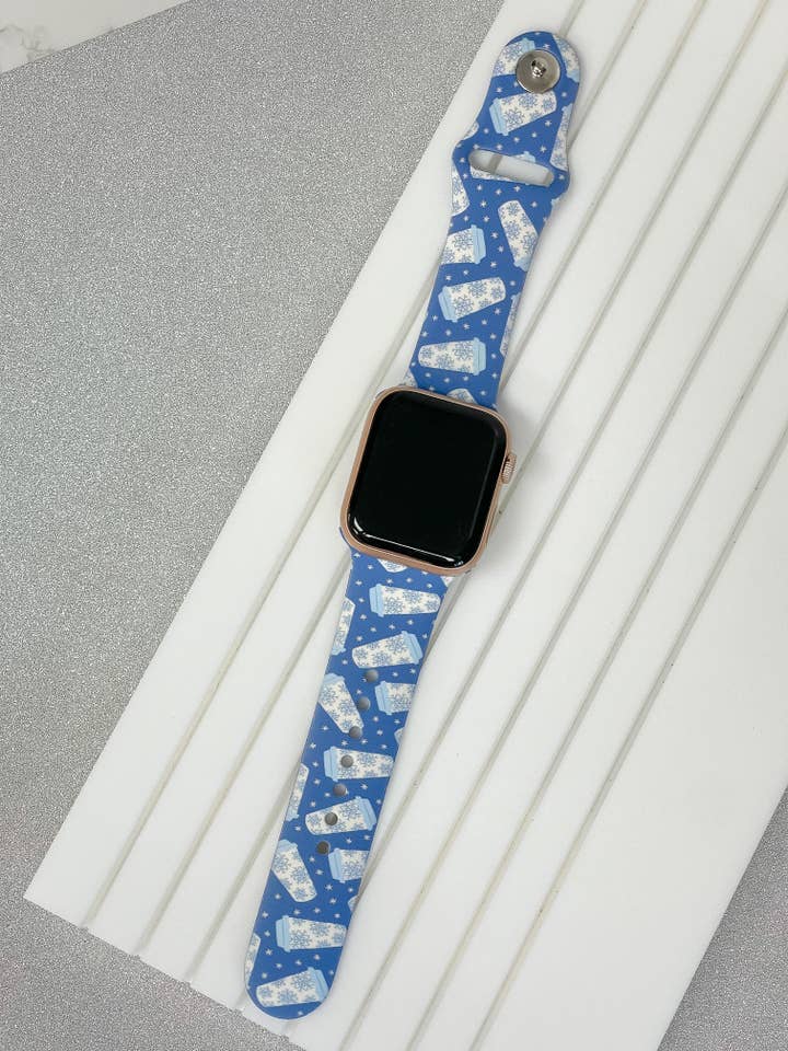 Winter Coffee Cup Printed Silicone Smart Watch Band for wholesale by Prep Obsessed Wholesale