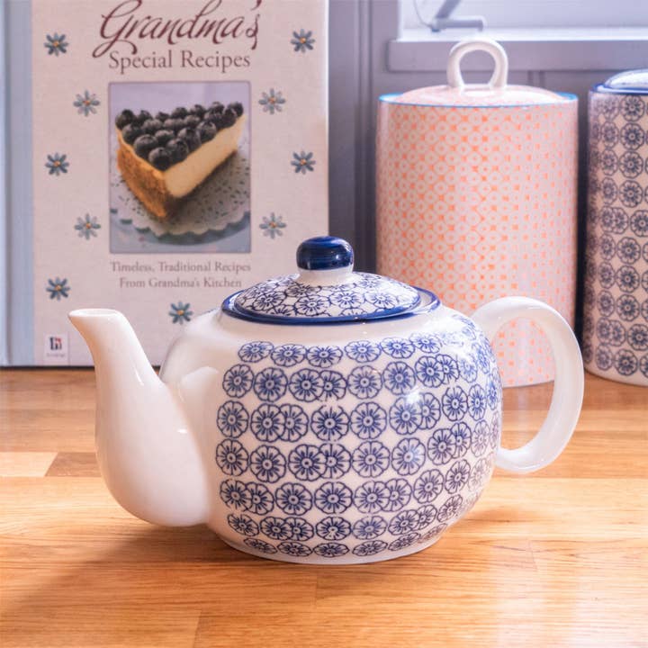 Rinkit Pty Ltd - Wholesale Tea Pot - Nicola Spring Hand-Printed Teapot - 820ml - Navy