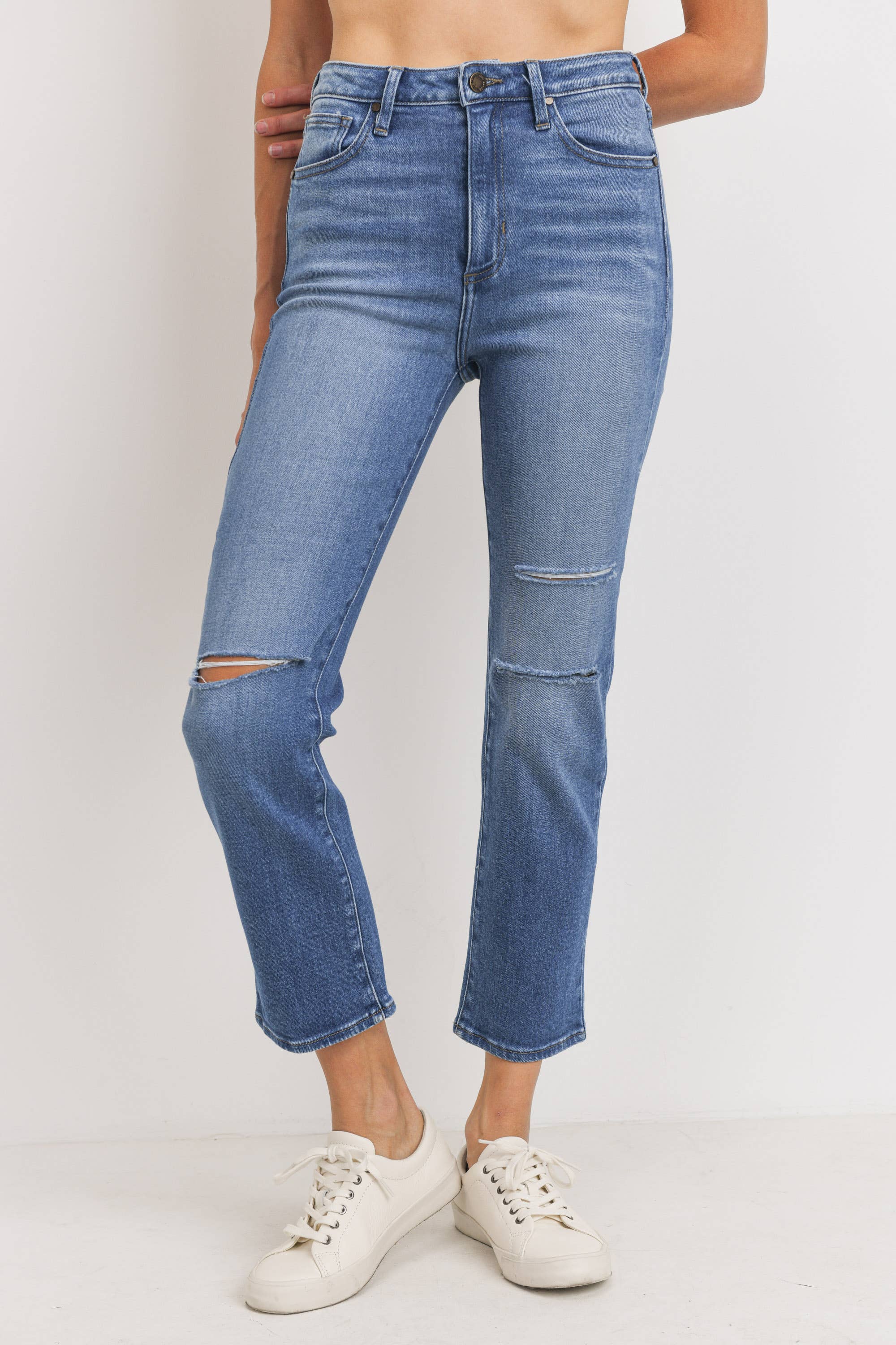 JUST BLACK DENIM - Wholesale Jeans - Women's - BP341J - MED - Straight Leg W/ Knee Slits4