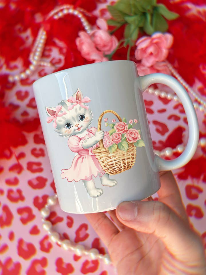 Pretty Kitty 12oz krus for engroshandel hos Cosmic lovely