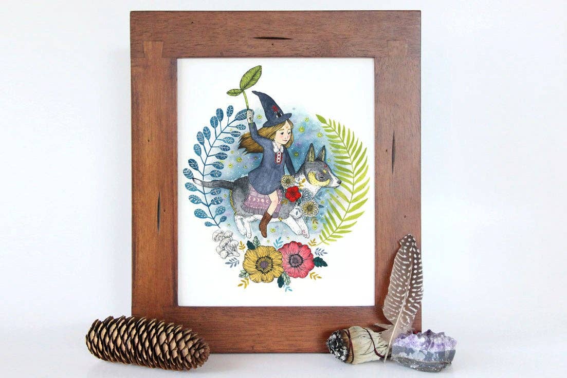 Marika Paz Illustration – wholesale Art print – 8.5" x 11" Little Witch Art Print1