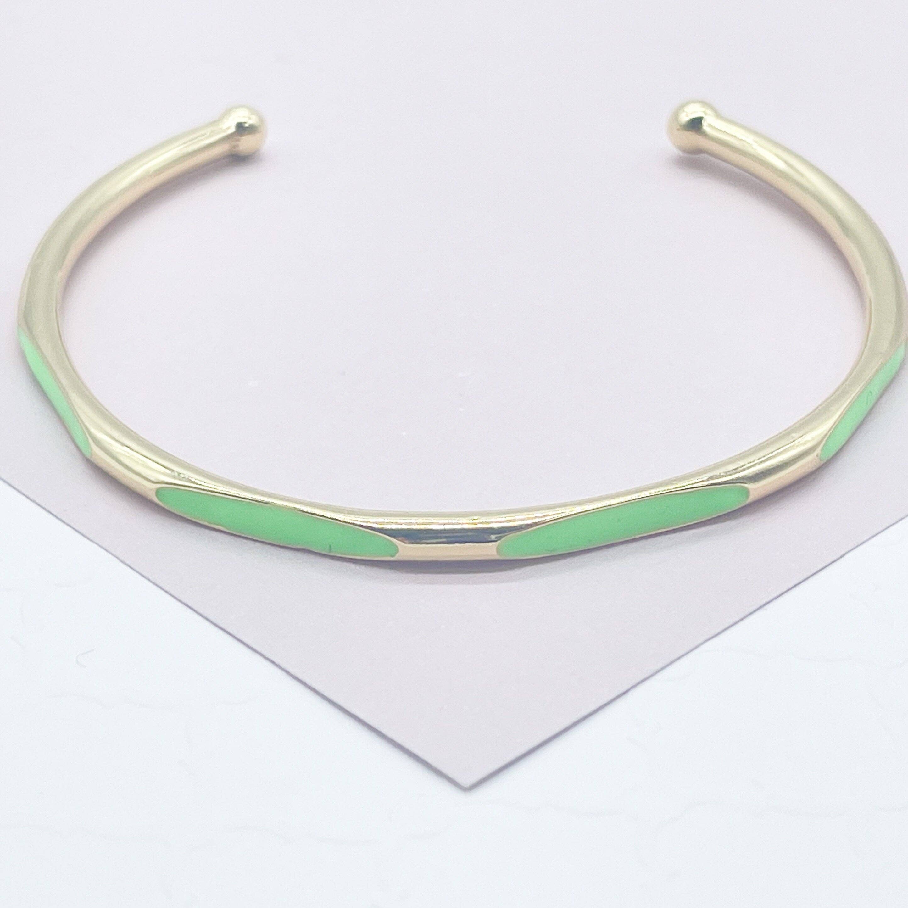 Milie - Wholesale Cuff Bracelet - 18k GF Colorful Enamel Cuff Bracelet8