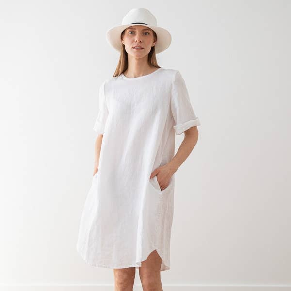Linen Dress White Luisa for wholesale by LinenMe