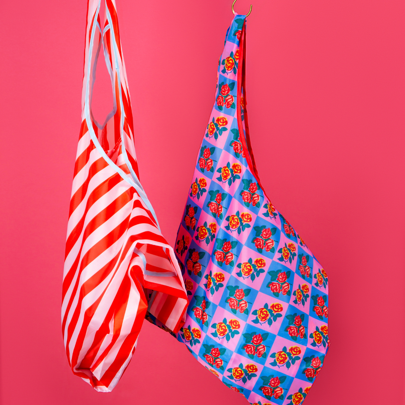 Lucky Goods Paper - Wholesale Tote Bag - Women's - Pink & Red Stripes Foldable Nylon Tote6