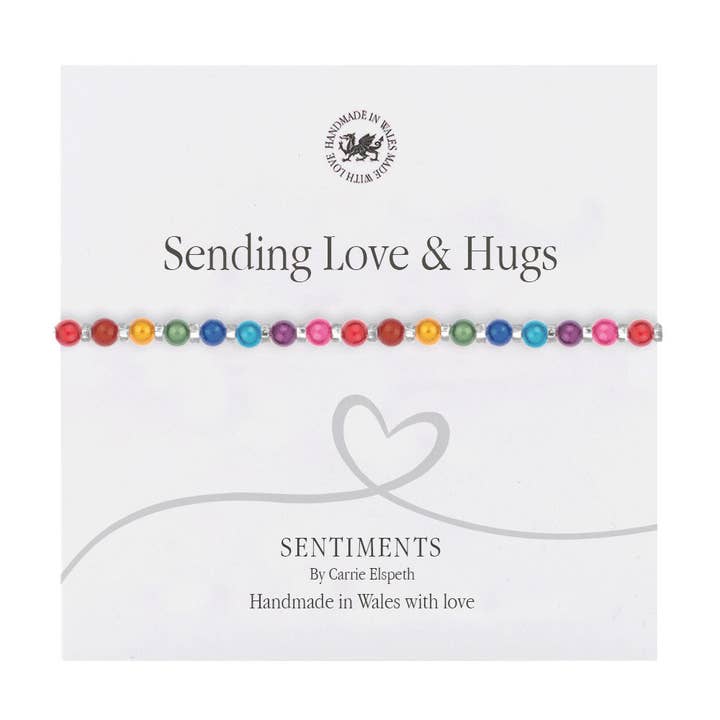 Sending Love & Hugs Sentiment Bracelet for wholesale by Carrie Elspeth Jewellery