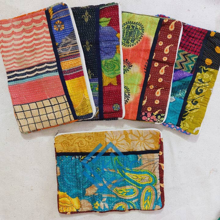 Vintage Kantha Assorterad Handgjord Laptopfodral Set Om 2 St för wholesale av KHC