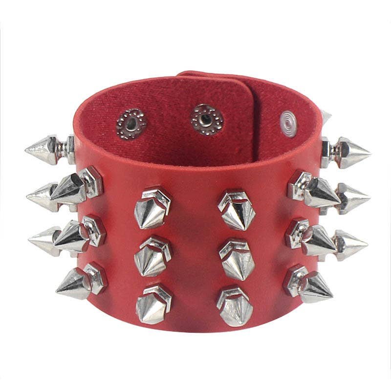 SALINA TRADING INC - Wholesale Bangle Bracelet - Gothic Punk Stud PU Bracelet2