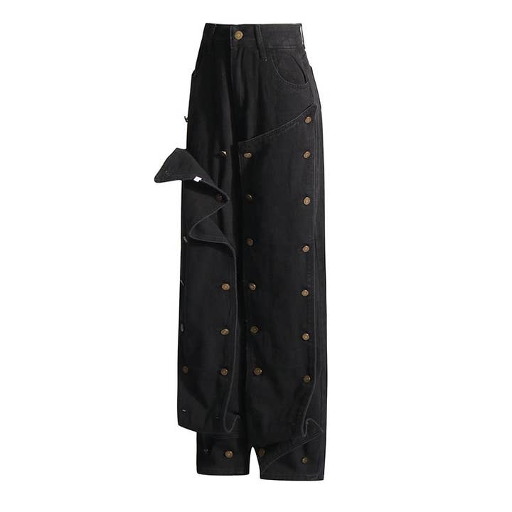 Grigio Jeans invecchiati a vita alta alla moda JP015Y - Stile retrò in vendita all'ingrosso su Faire4