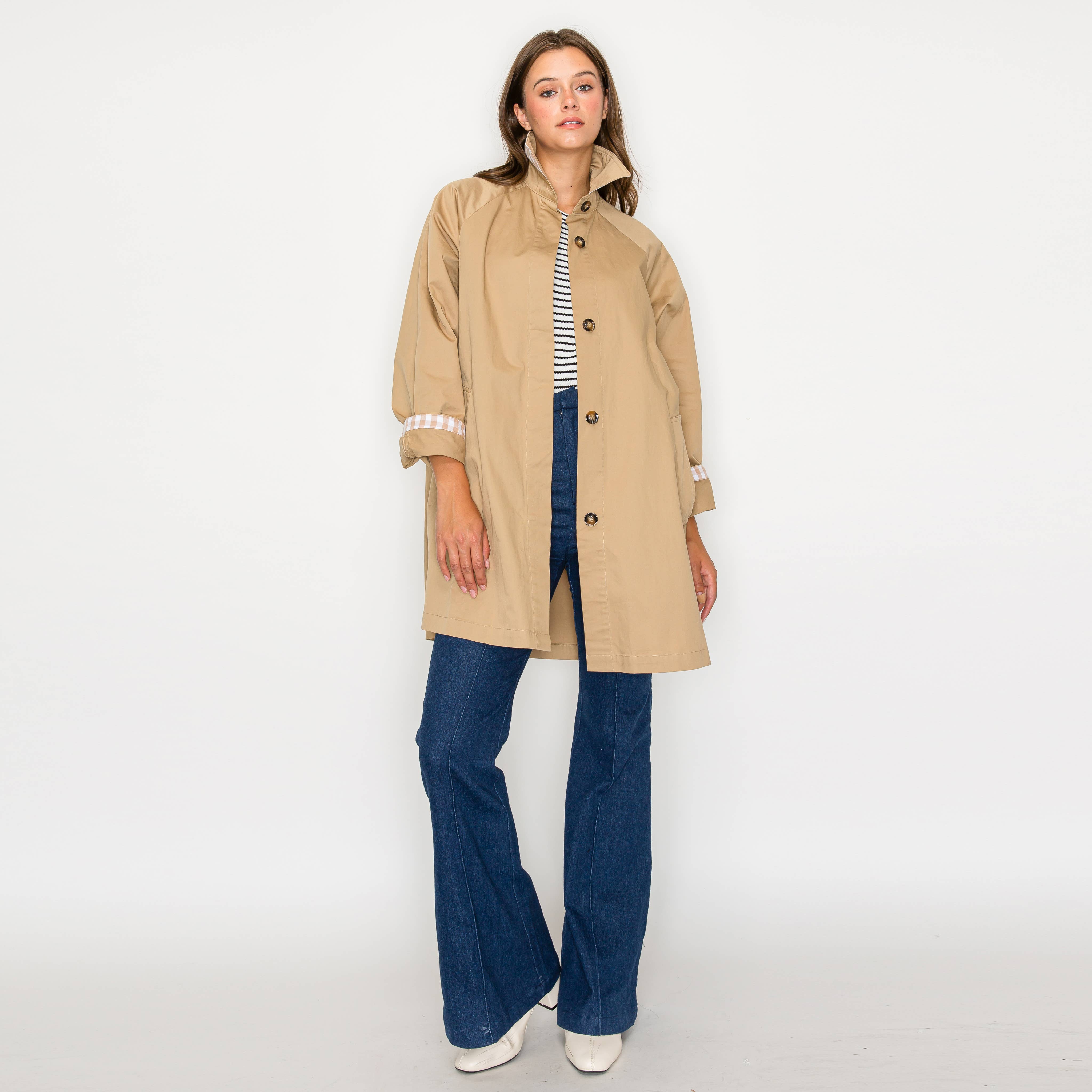 LoveWednesday – Blusão - Mulher por atacado – Trench coat francês oversized - LWJ11124