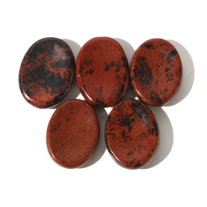 Mahogany Obsidian Worry Stone - Pack of 5 for wholesale by Stonebridge Imports