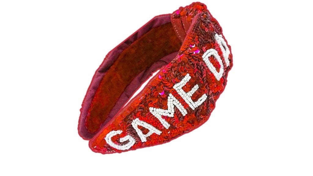 Social Grace & Company - Wholesale Fashion Headband - Women's - Game Day-   Blue Sequin Football Headbands -Game Day Headban2
