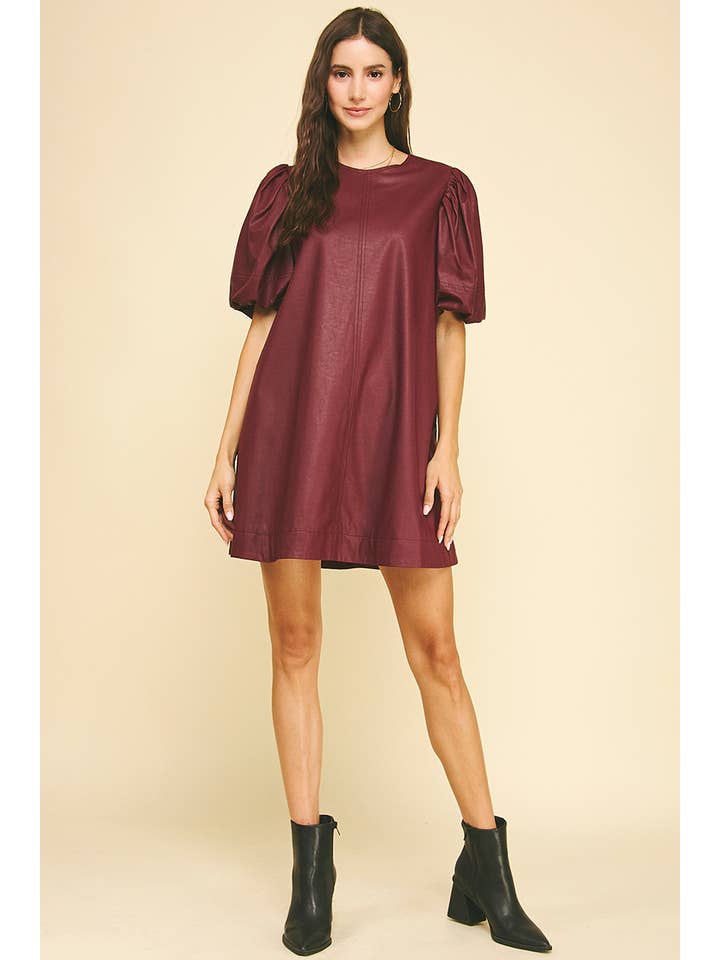 PINCH - Wholesale Dress - Women's - PU LEATHER TUNIC DRESS - 6514D12