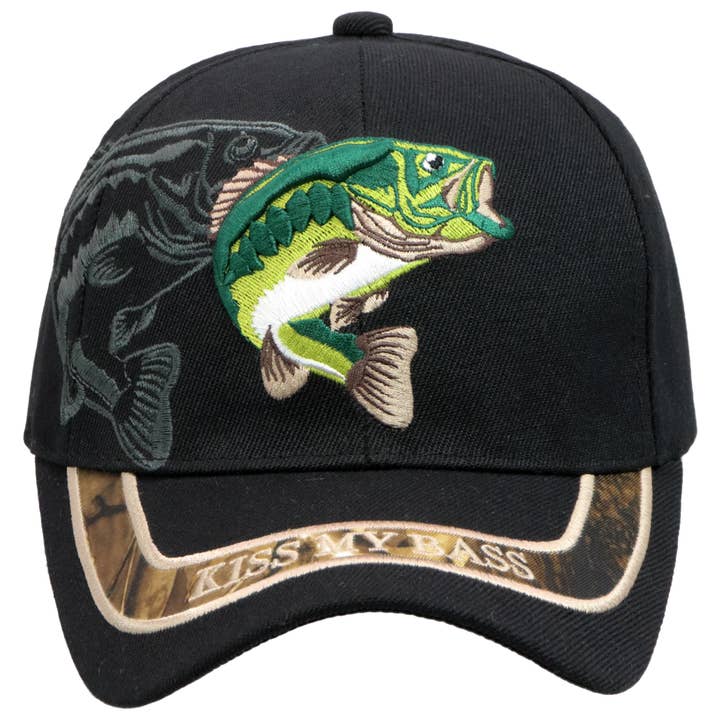 Cap Zone - Vendita all'ingrosso Cappellino da baseball - Unisex - Berretto da baseball Kiss My Bass Fish in acrilico con chiusura in velcro