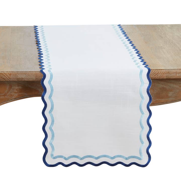 Scalloped Border Table Runner for wholesale by Saro Lifestyle