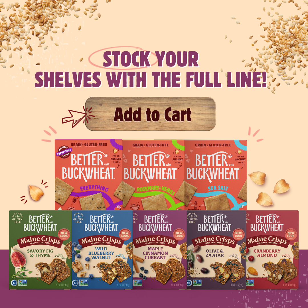 Better with Buckwheat | Maine Crisps - Wholesale Crackers - Maple Cinnamon Currant Crisps | Gluten-Free Crackers | Snack4