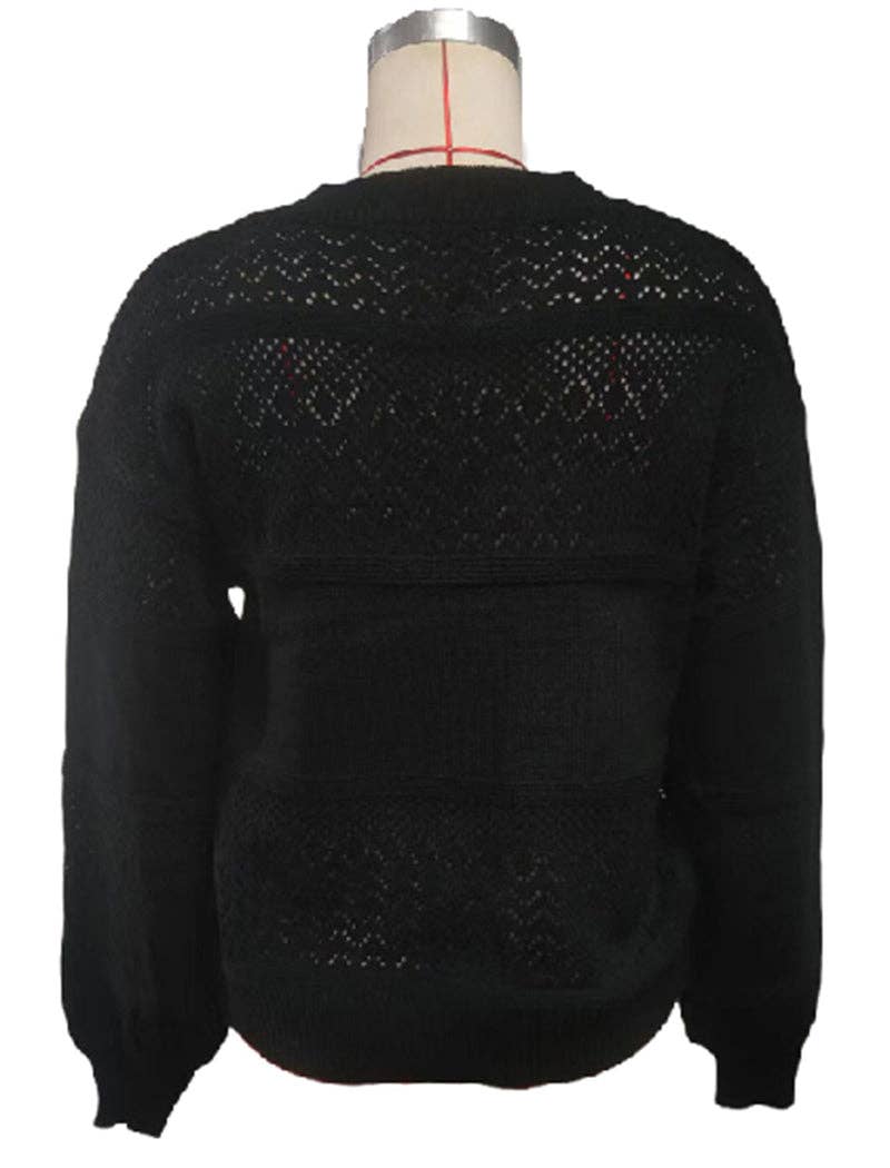 Masyal - Vente Pull en maille – femme - Pull à col en V découpé en tricot1