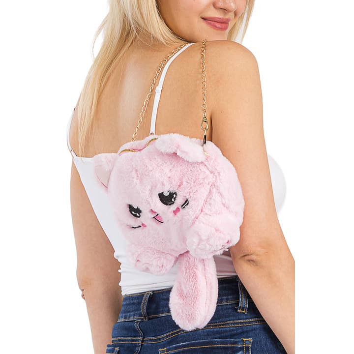 Cap Zone - Wholesale Crossbody Bag - Women's - Kitty Cat Plush Y2K Crossbody Bag