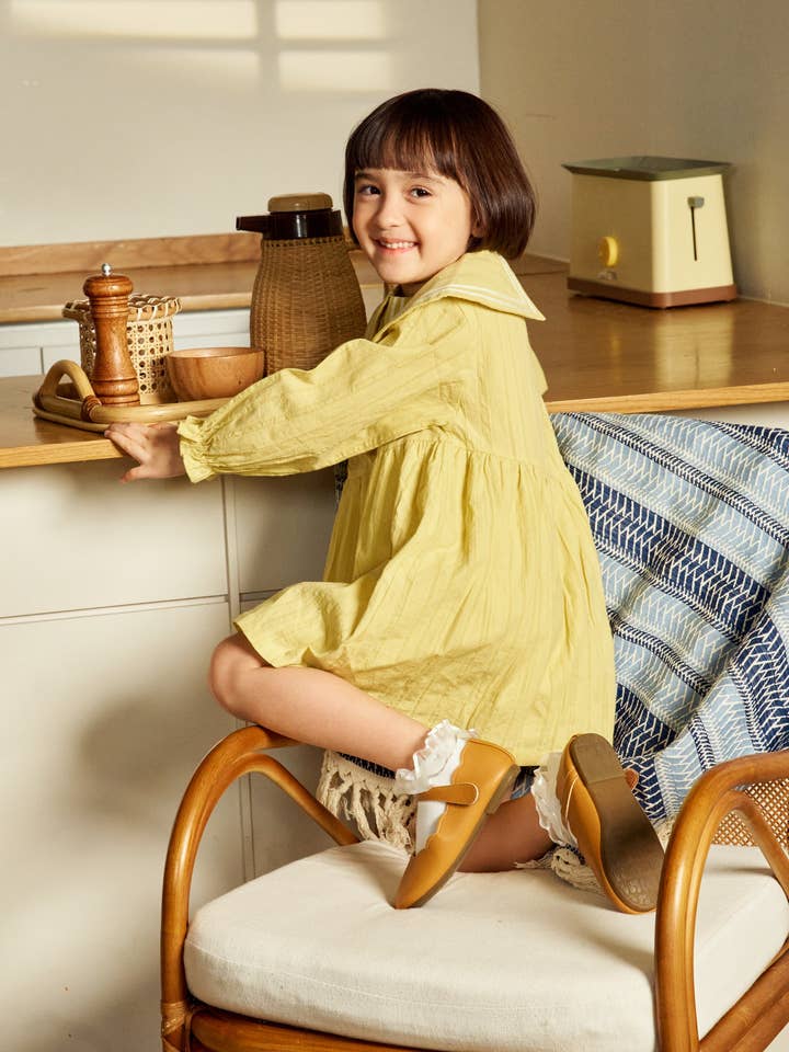 ToTo Heros - Wholesale Dress - Kids - Sarah Wide Collar Textured Dress5