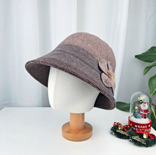 Comfortarians – wholesale Bucket hat – Women's – Women's Winter Adjustable Bucket Hat Wool Color block FW4