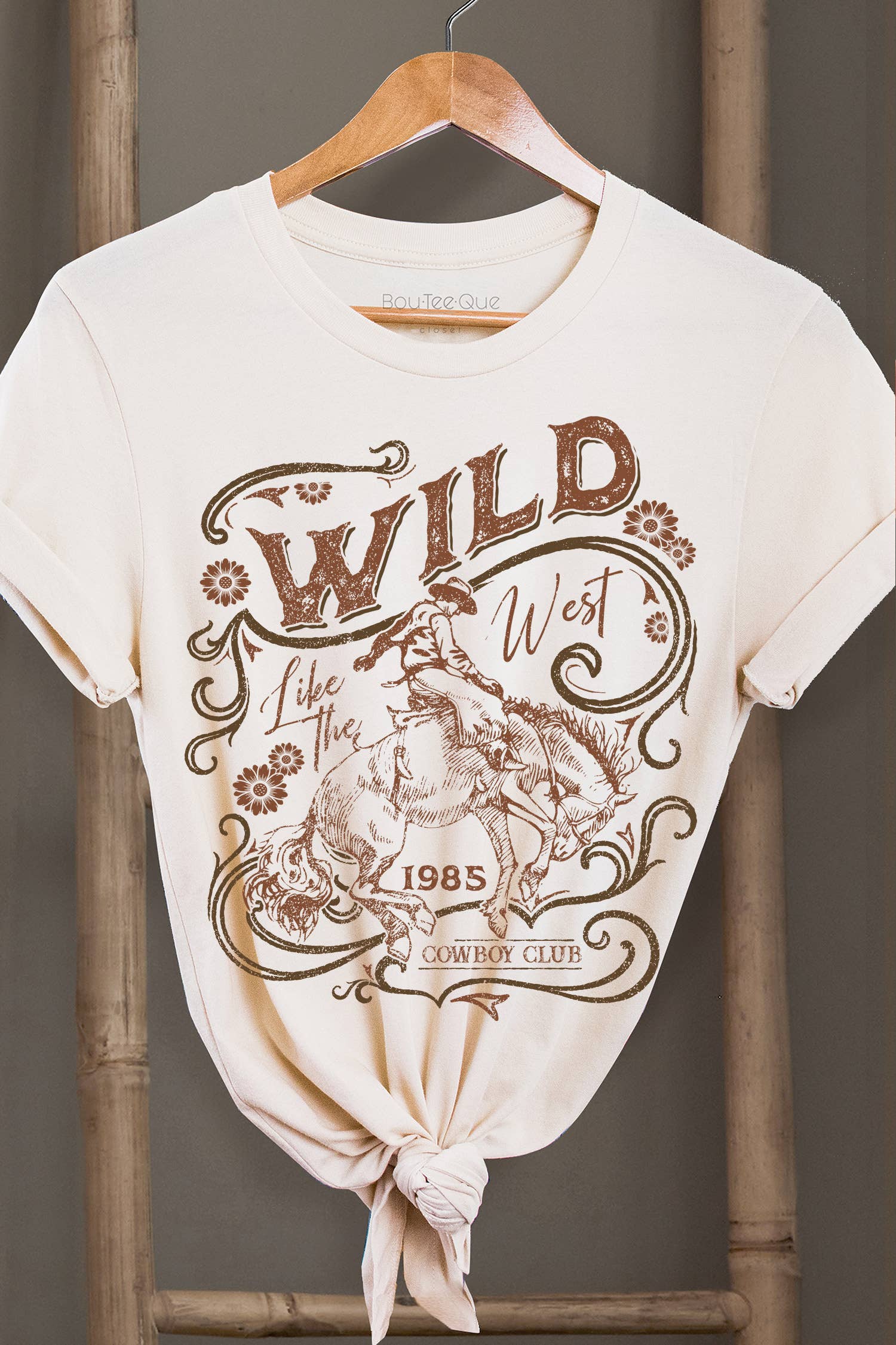 BouTeeQue Closet - Vente T-shirt sérigraphié – femme - 1162T - Coupe décontractée en jersey de coton - WILD WEST4
