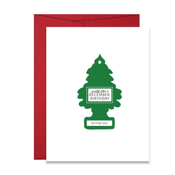 Smells Like a December Birthday Letterpress Card for wholesale by Stack Paper Press