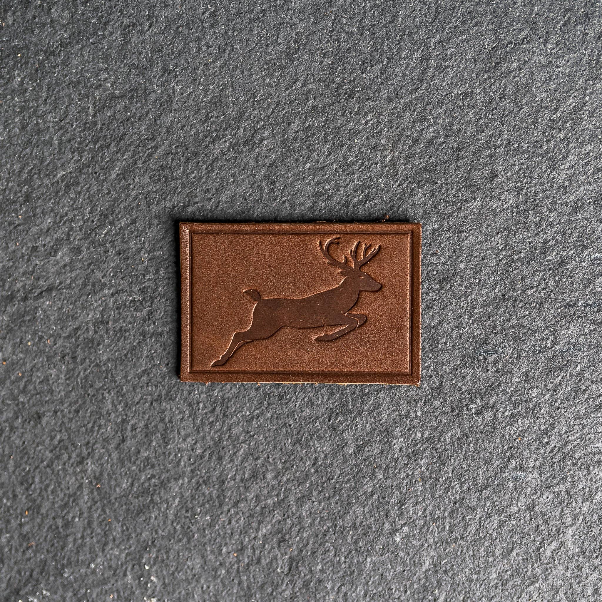 Ox & Pine – wholesale Patch – Deer Stamp Leather Patches with Optional Hook and Loop Fastener3