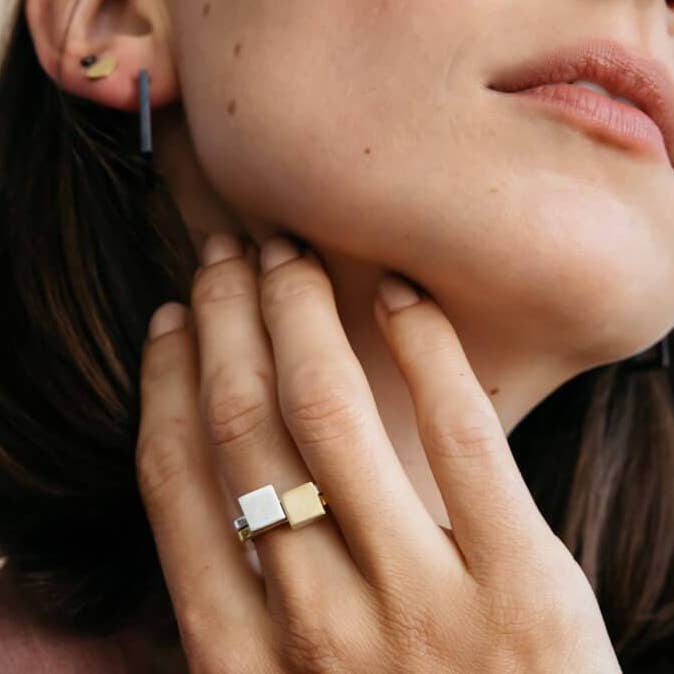 VENDA - Anel Quadrado Empilhável | Prata Esterlina por atacado de MULXIPLY