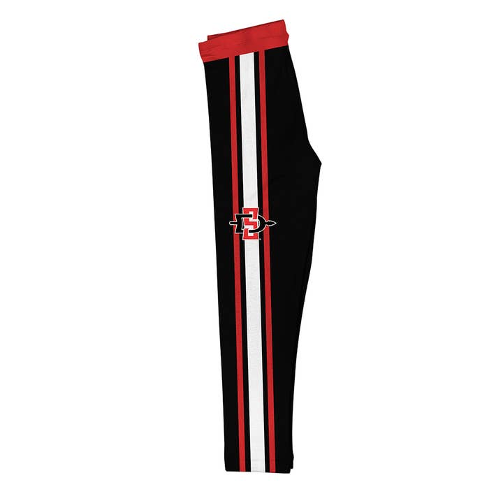 Vive La Fete - Wholesale Athletic/Lounge Leggings - Kids - San Diego State Aztecs Black-Red Stripes Leggings Tights