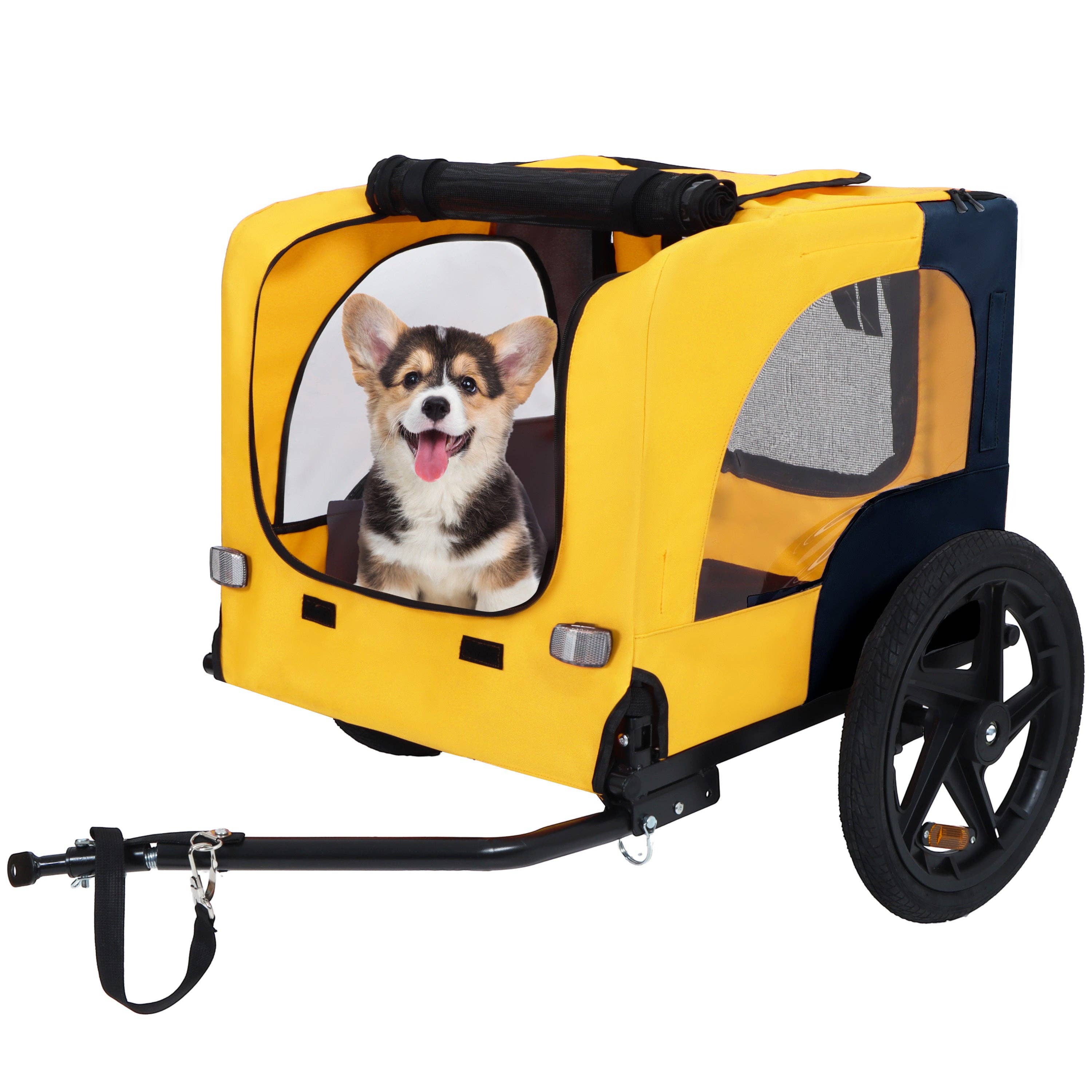 39F Inc. - Wholesale Pet Carrier - Cat/Dog - Folding Pet Bike Trailer for Small to Medium Dogs, Yellow2