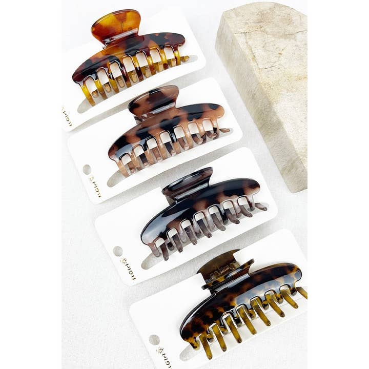 MIX COLOR Tortoise Shell Pattern Leopard Hair Clips for wholesale on Faire