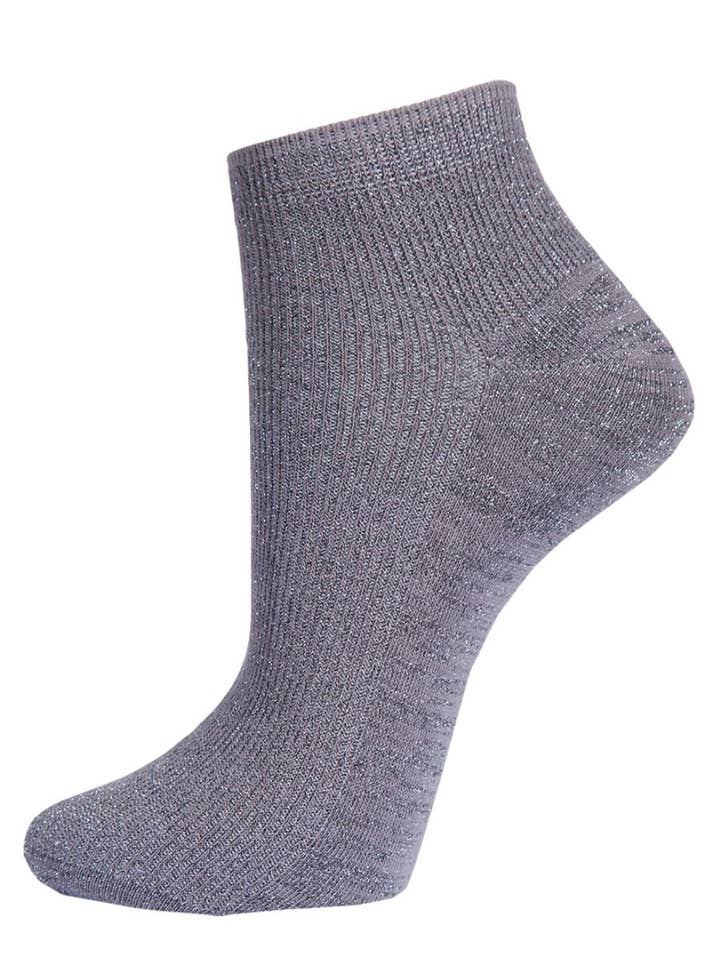 Womens Glitter Anklet Trainer Socks Silver Sparkly Grey for wholesale by Sock Talk