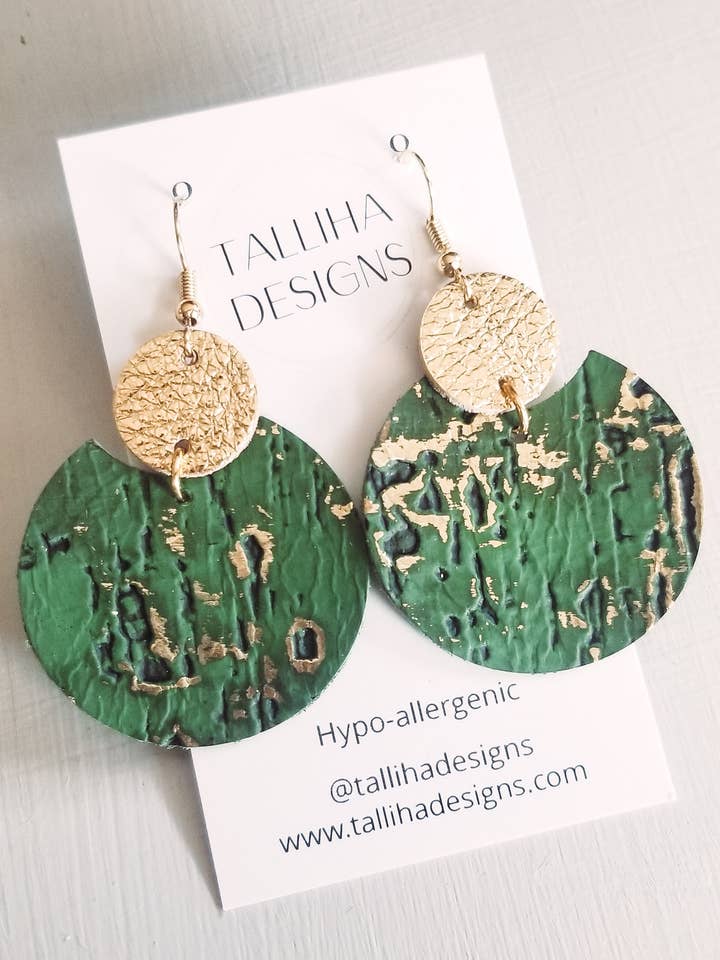 Green Wildwood Western echt lederen Maggie oorbellen voor wholesale door Talliha Designs