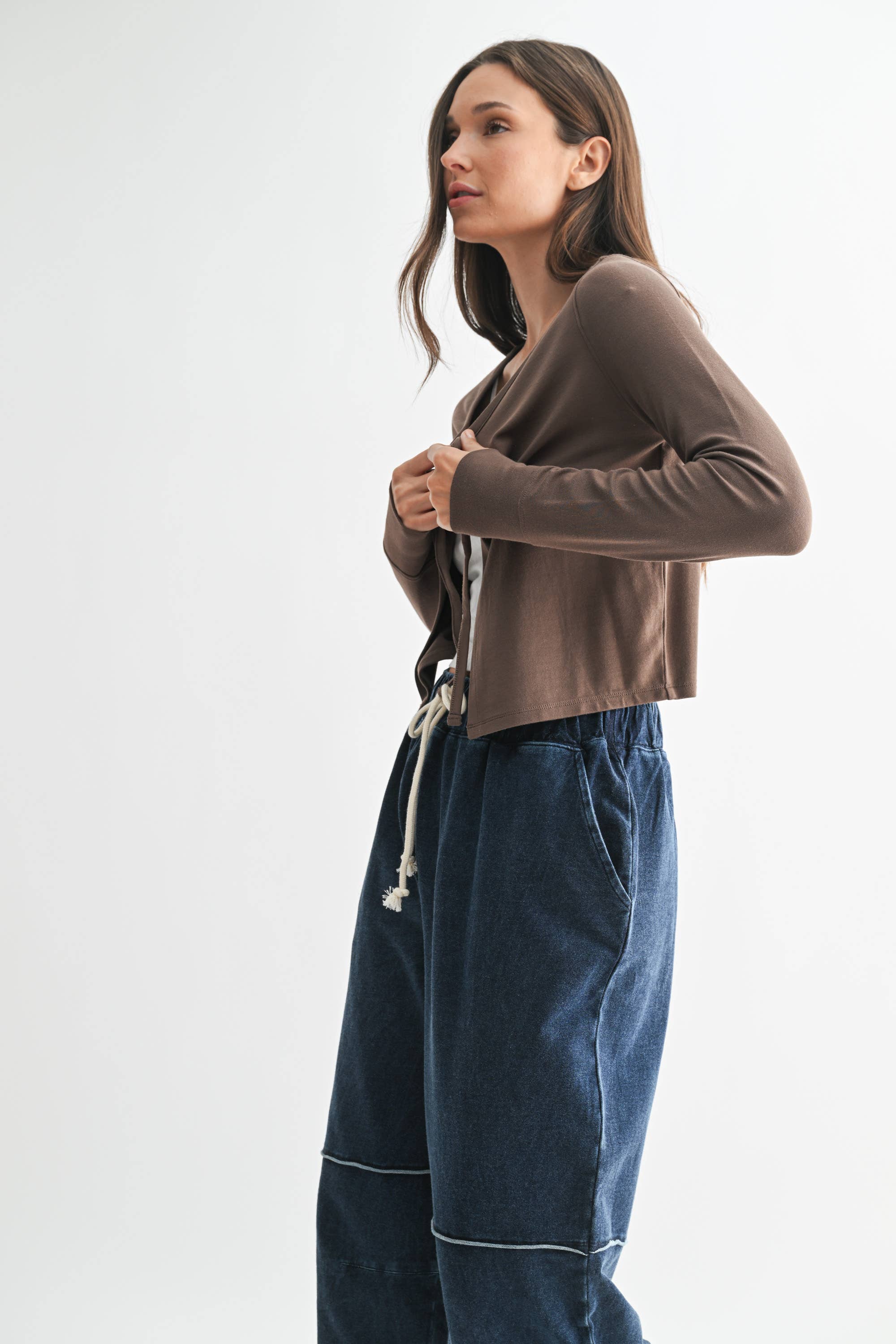 Mono B - Wholesale Sweatshirt - Women's - Charming Ballet Tie-Front Sweater5