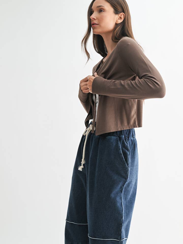 Mono B - Wholesale Sweatshirt - Women's - Charming Ballet Tie-Front Sweater5