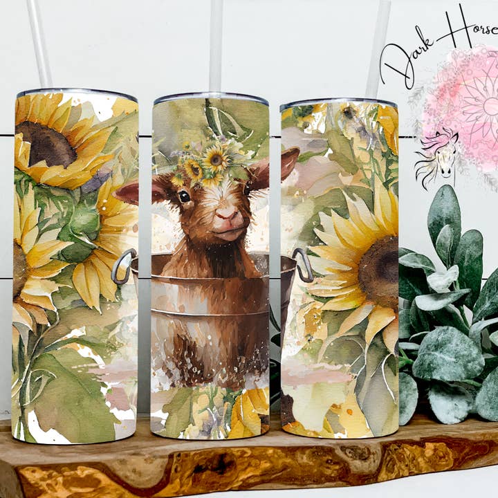 Baby Goat / Kid / Sunflower Bath Time Tumbler for wholesale by Dark Horse Dream Designs LLC