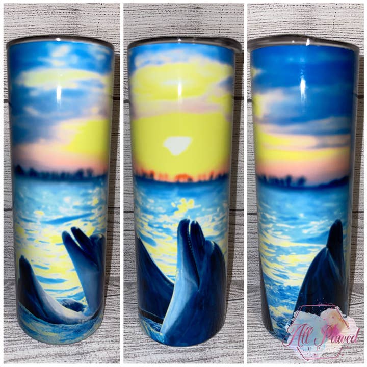Dolphin Sunset Tumbler for wholesale by Desert Moons