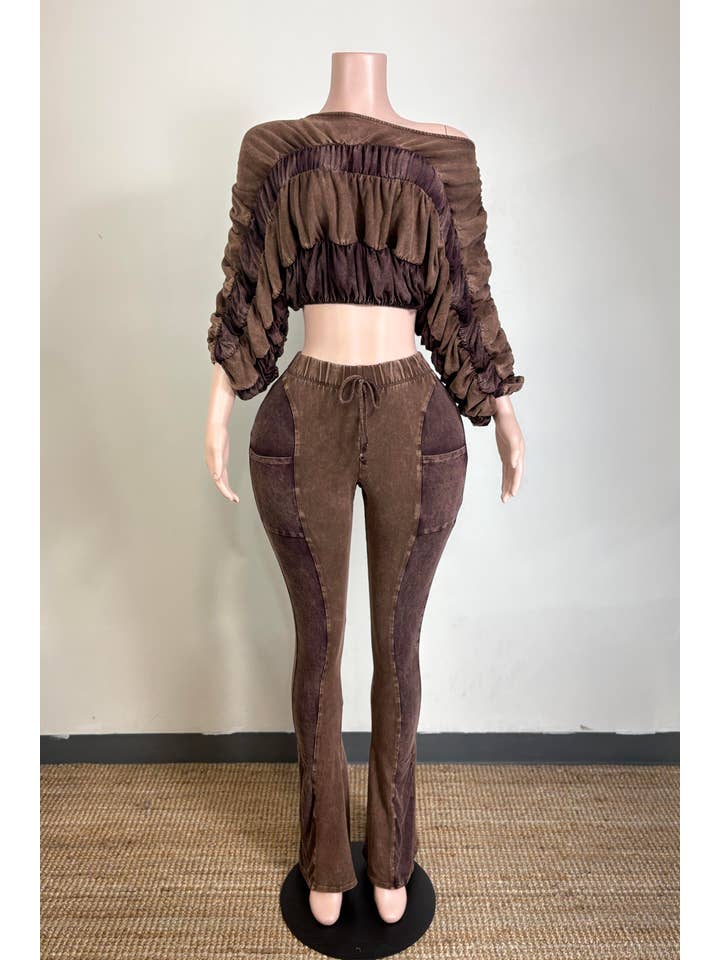 Dalia Studio - Wholesale Top & Pant Set (NOT Loungewear) - Women's - MINERAL WASH ULTRA RUCHED TOP & PANT SET17