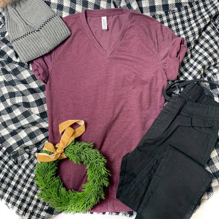 Top Crate - Wholesale Screen Printed T-Shirt - Women's - Custom 2-sided Graphic V-Neck -Your design11