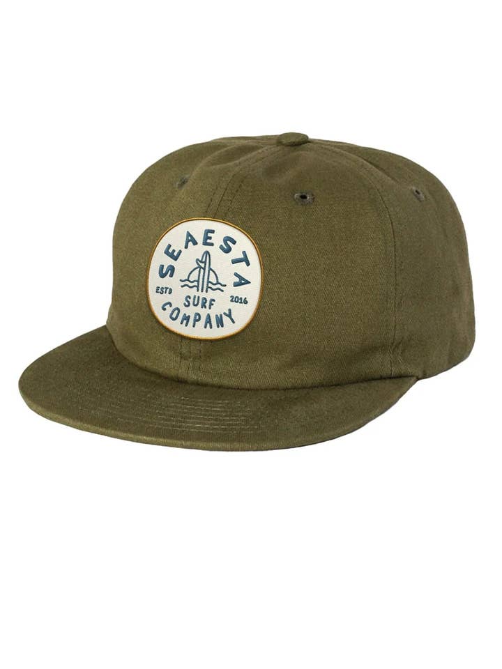 Shoreline Patch Snapback Hat / Olive Green for wholesale by Seaesta Surf