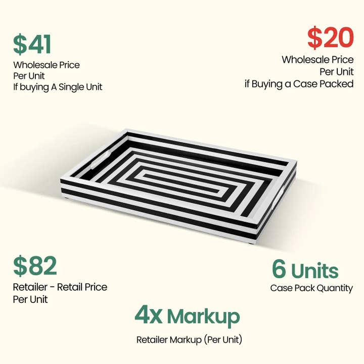 Muqeem & Brothers - Wholesale Decorative Tray - Decorative Trays Concentrics 11x17, Pack of 61