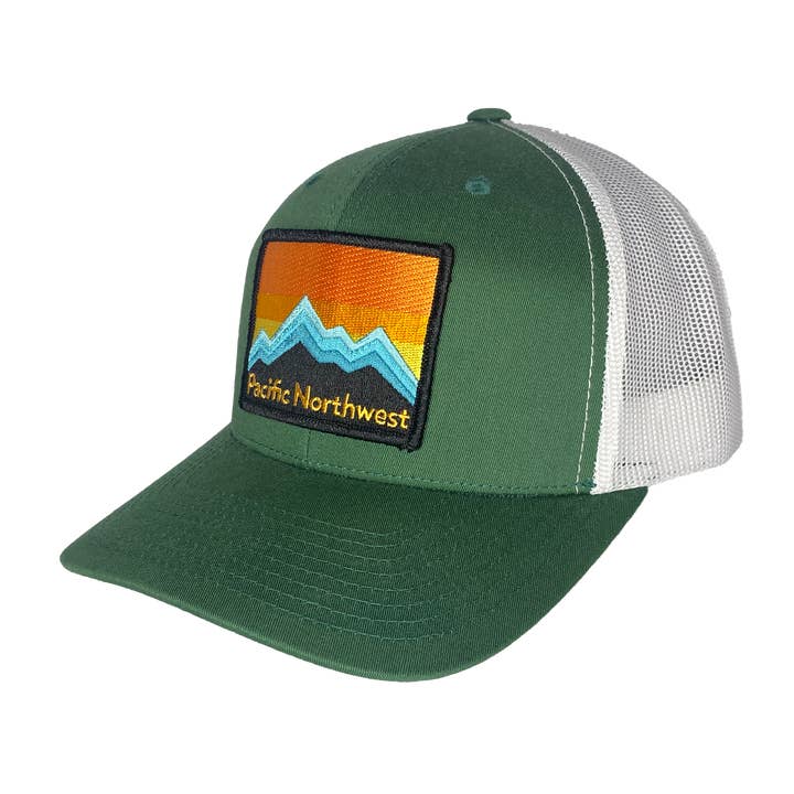 NW Mountains Patch Hat Curved Bill Trucker for wholesale by Direction Apparel