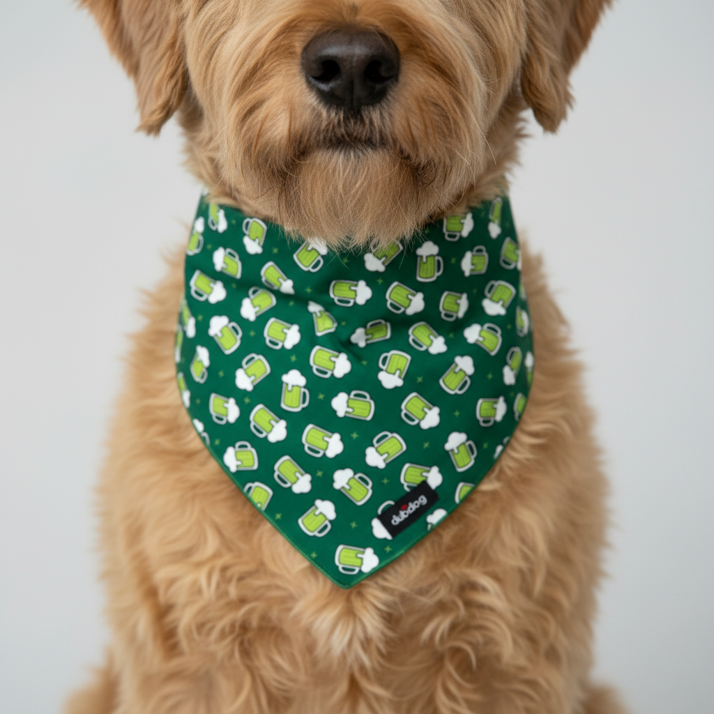 Dubdog Designs - Vente Bandana – chien - Bandana à la bière verte1