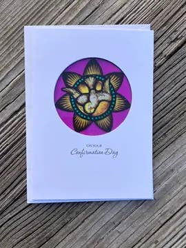 Light of the Holy Spirit sun catcher card for wholesale by Bright Greetings